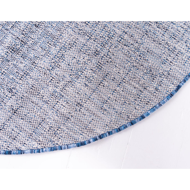 Datto Abstract Indoor / Outdoor Area Rug, Round 10'8", Blue