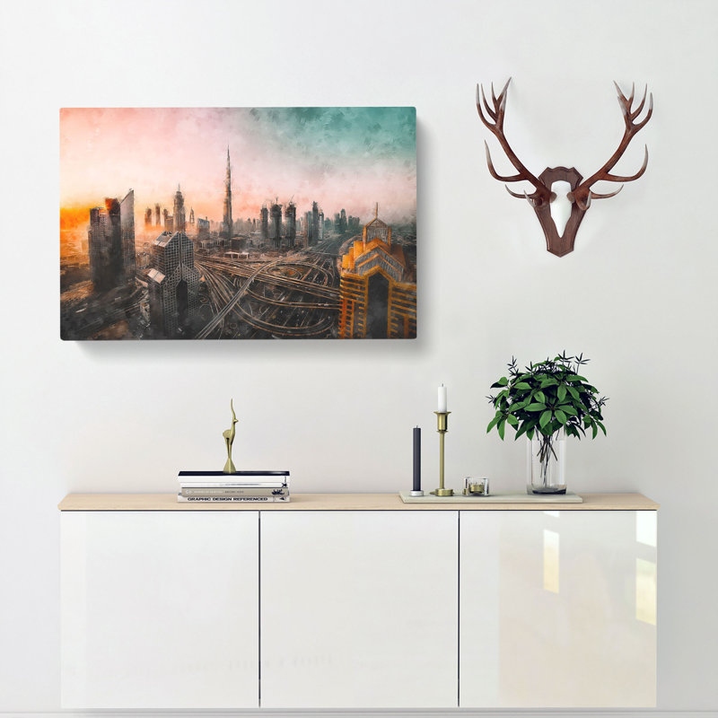 Burj Khalifa Dubai Skyline - Wrapped Canvas Painting, 40cm H x 60cm W x 4cm D