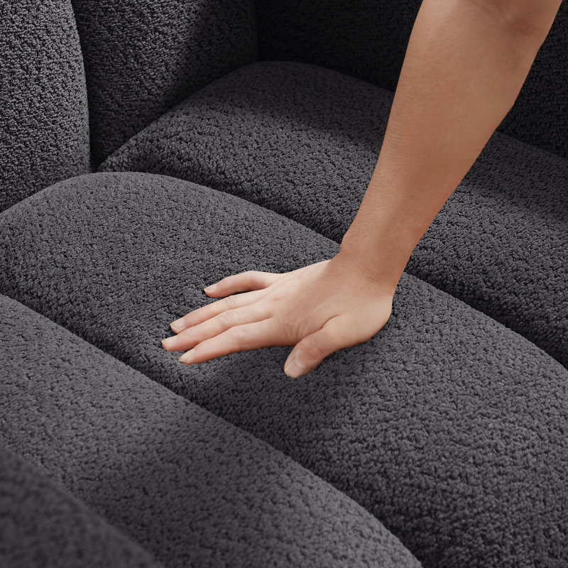 Fauteuil d'appoint 40 pouces rembourré en tissu Boucle, Mélange de polyester gris foncé / polyester