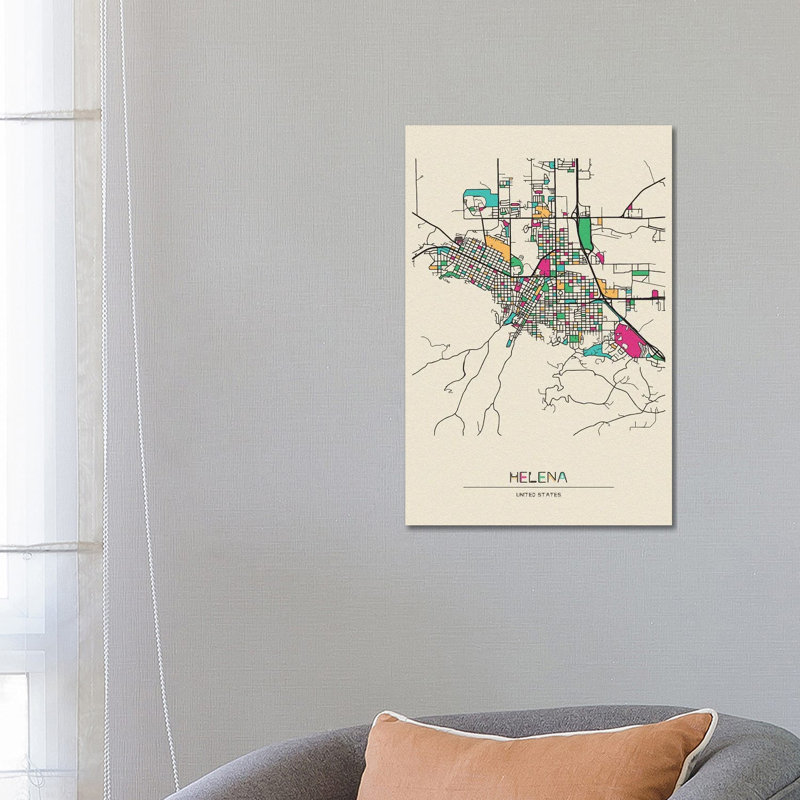 Helena, Montana Map by Ayse Deniz Akerman - Wrapped Canvas Print, 66.04 cm H x 45.72 cm W x 1.91 cm D