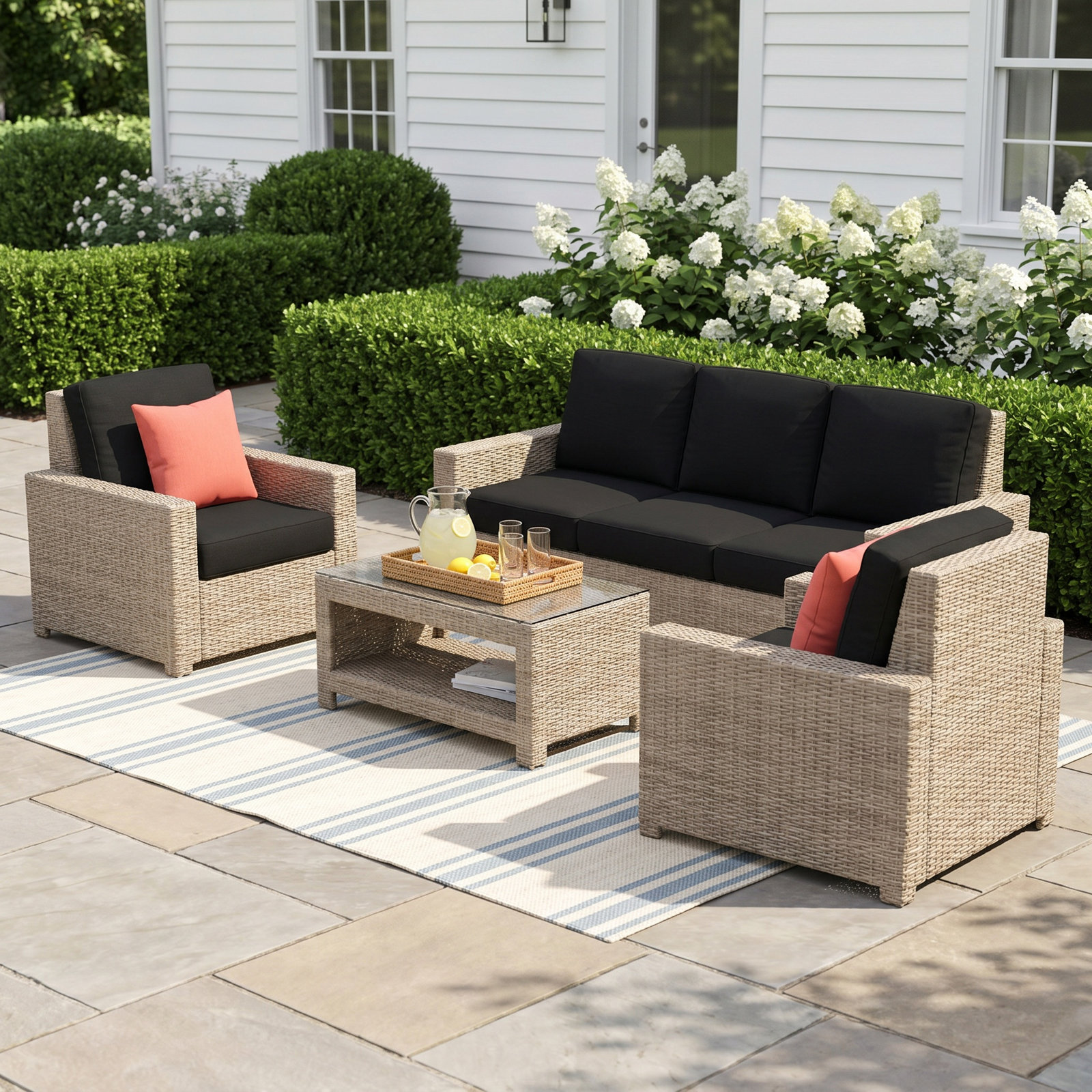 Henri 5-Person Sunbrella® Patio Seating Group, Mira Celeste