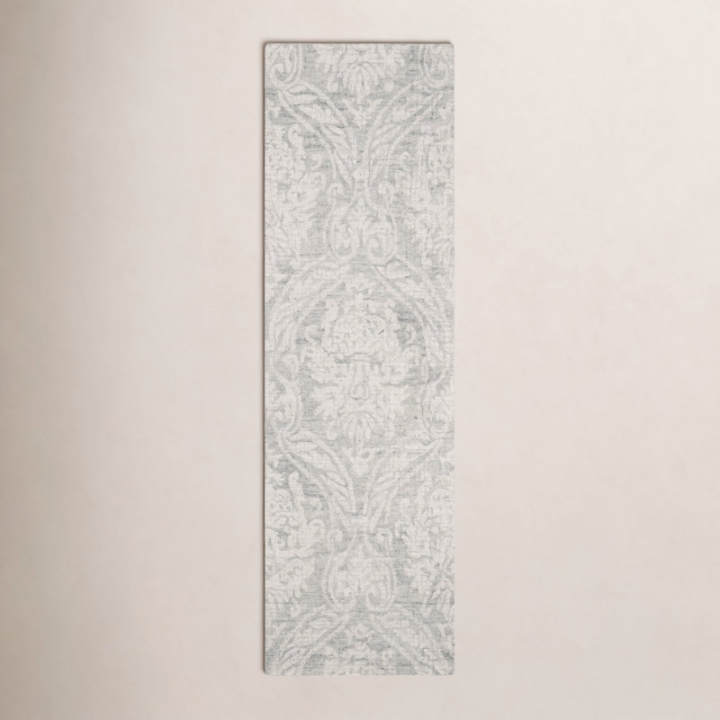 Rosemarie Abstract Handmade Tufted Wool Gray/Ivory Area Rug, Runner 2'3" x 12'