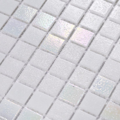 Tuile mosaïque en verre blanc de 11,5 pi² (1 m²) pour piscine, douche de salle de bain et dosseret de cuisine (lot de 10, 32,8 cm x 32,8 cm).