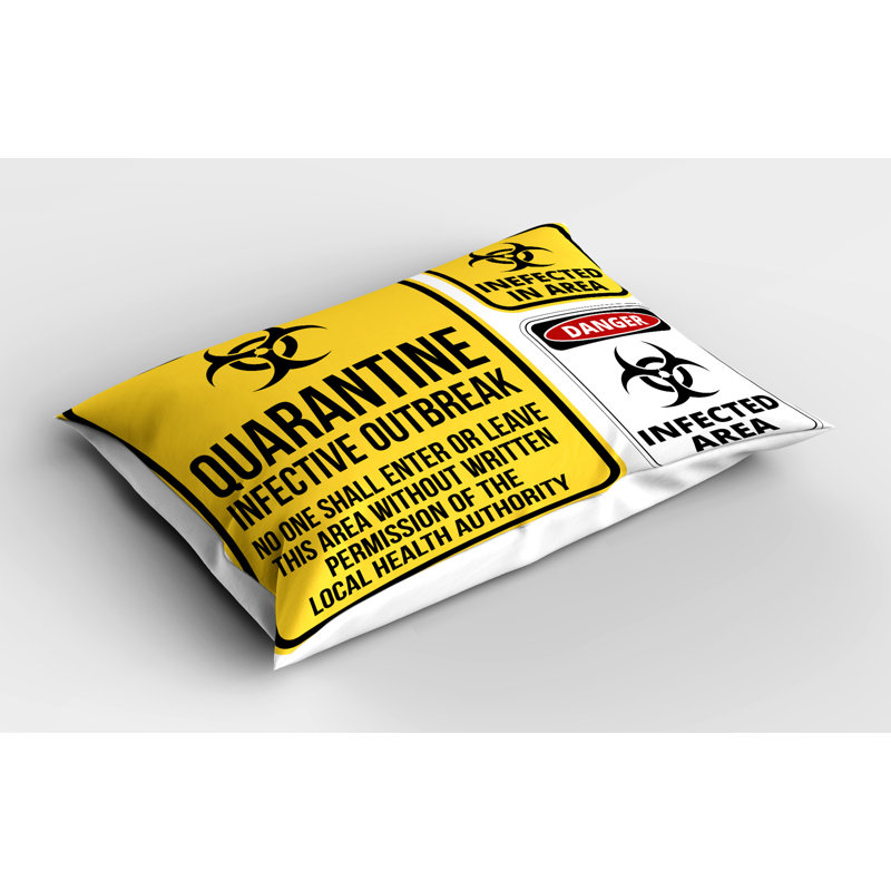 Ensemble de 2 taies décoratives zombies Ambesonne danger quarantaine jaune rouge noir, H 20 po x l 26 po