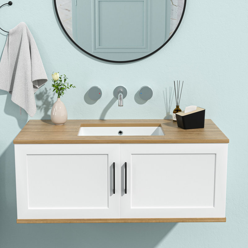 19.5 Inch White Ceramic Undermount Rectangular Bathroom Sink
