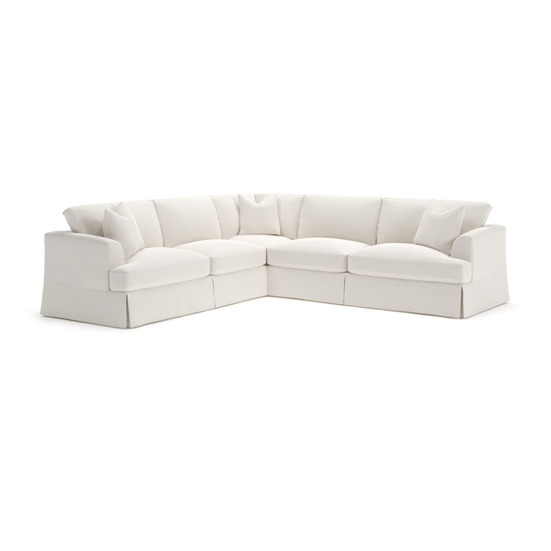 Lucia 4-Piece Slipcovered Sectional, Left Hand Facing, Lena Off White Performance Linen Blend