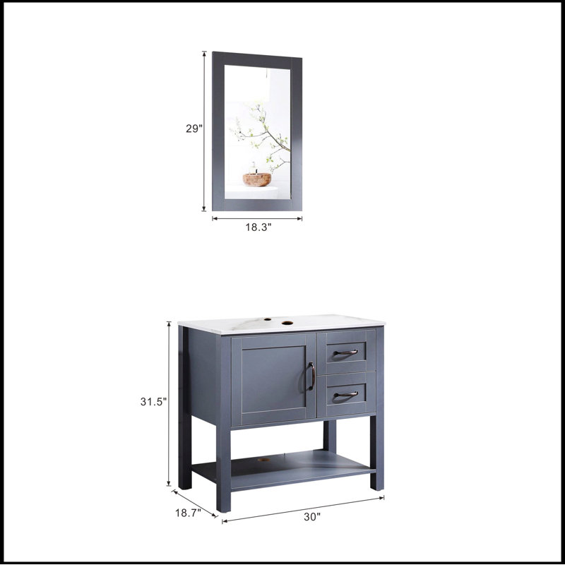 Meuble-lavabo gris 30 po Saibe