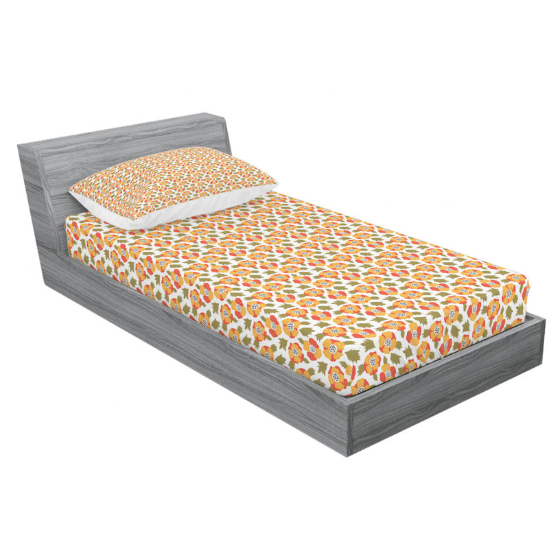 Microfiber Floral Sheet Set, Twin Sheet Set with Fitted Sheet