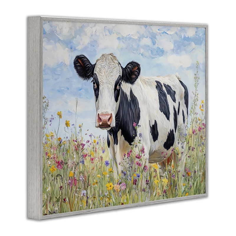 Vache Holstein dans la prairie, estampe numérique, design par Franklyn Gregory, H 16 po x l 20 po