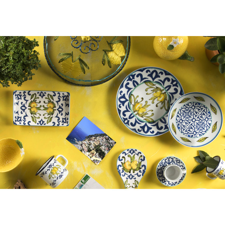 Excelsa Amalfi Service De Vaisselle 18 Pièces, Porcelaine Bleu