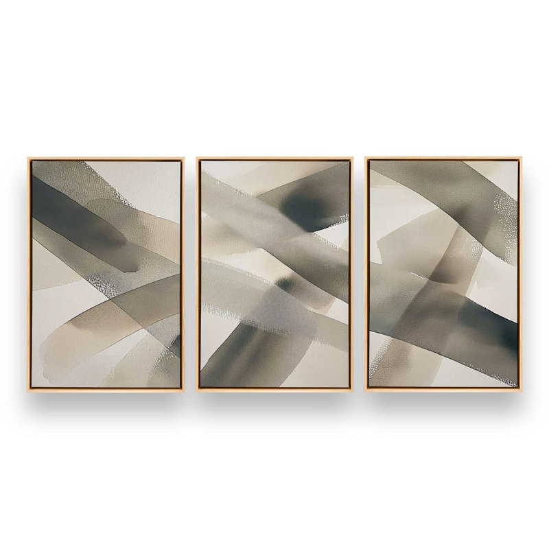 Ensemble de 3 impressions Shadows in Motion, 30 po x 20 po, Cadre américain en érable flottant
