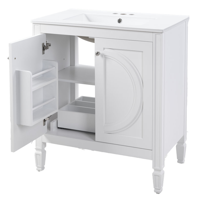 Meuble-lavabo blanc rétro sans assemblage requis