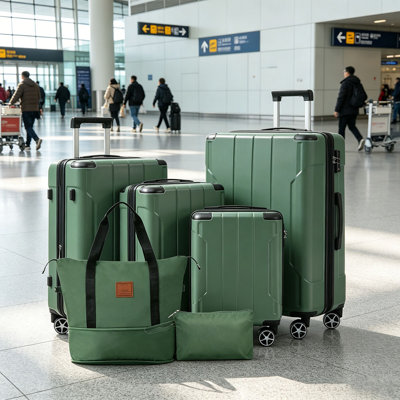 Hardshell Luggage Sets 6 Piece Suitcase Set, Expandable Lightweight Suitcases with Dual Wheels, TSA Lock for Men Women