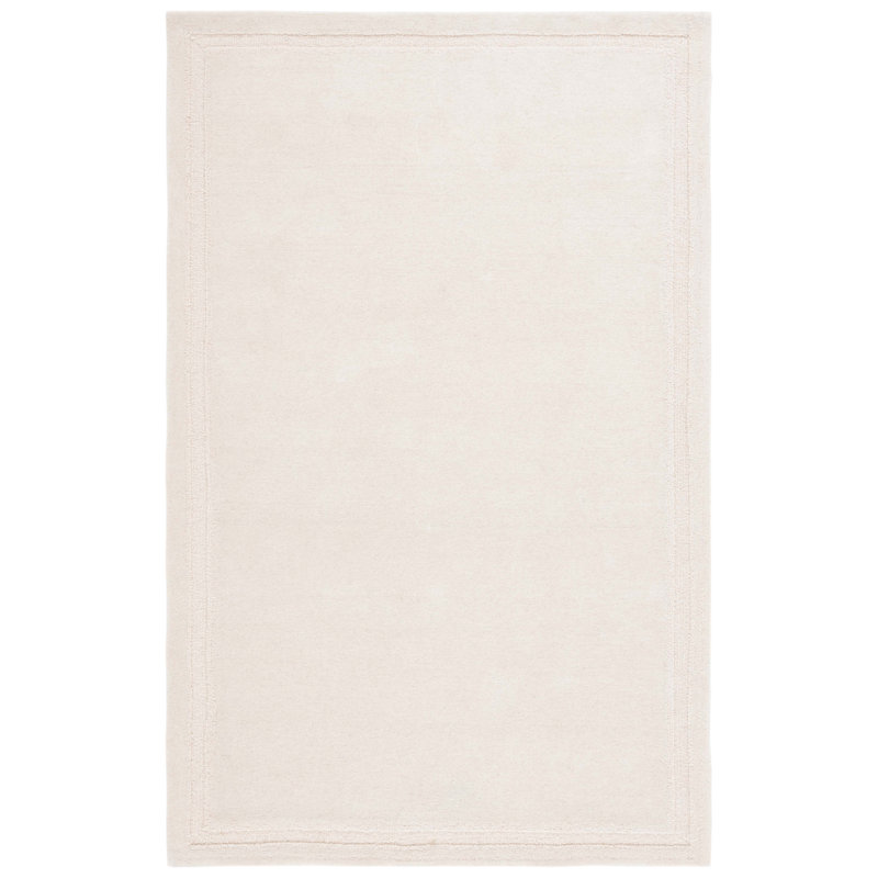 Sopheia Hand Tufted Wool Cotton Solid Color Rug in Ivory, Rectangle 8' x 10'