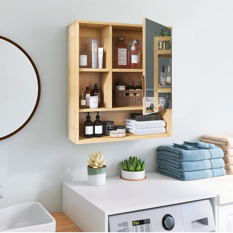 Wall Medicine Cabinet Mirror Door With Storage Shelves Adjustable Shelf
