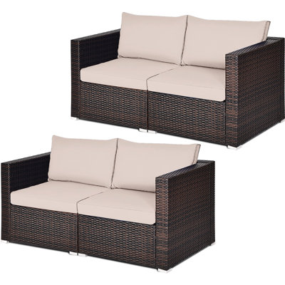 Millee 90.5" Wide Outdoor Wicker Loveseat with Cushions by Latitude Run