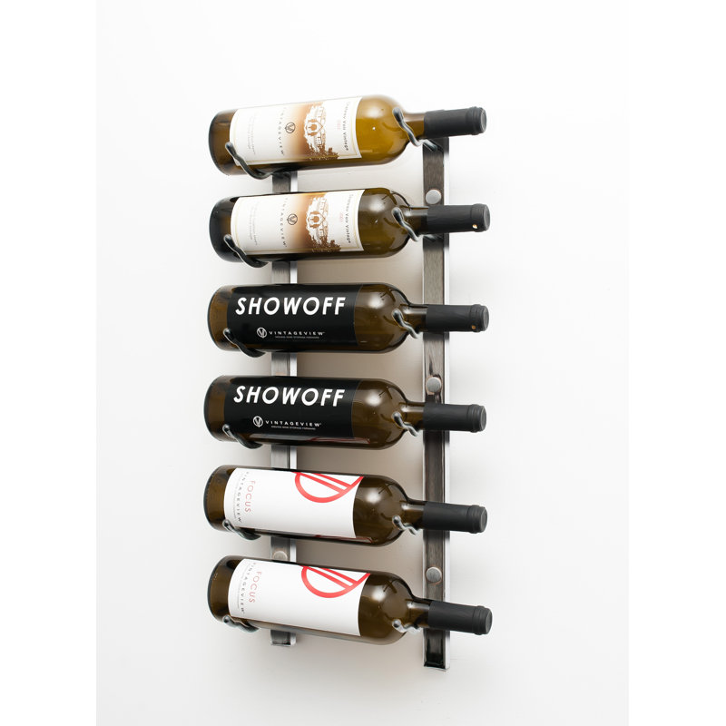 W Series Wall Mounted 6 Bottle Wine Rack, Brushed Nickel