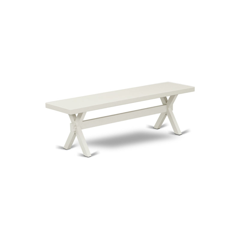 6 Piece Kitchen Table Set Contains a Rectangle Dining Table with X-Legs and 4 Dark Shitake Linen Fabric Parson Chairs with a Bench