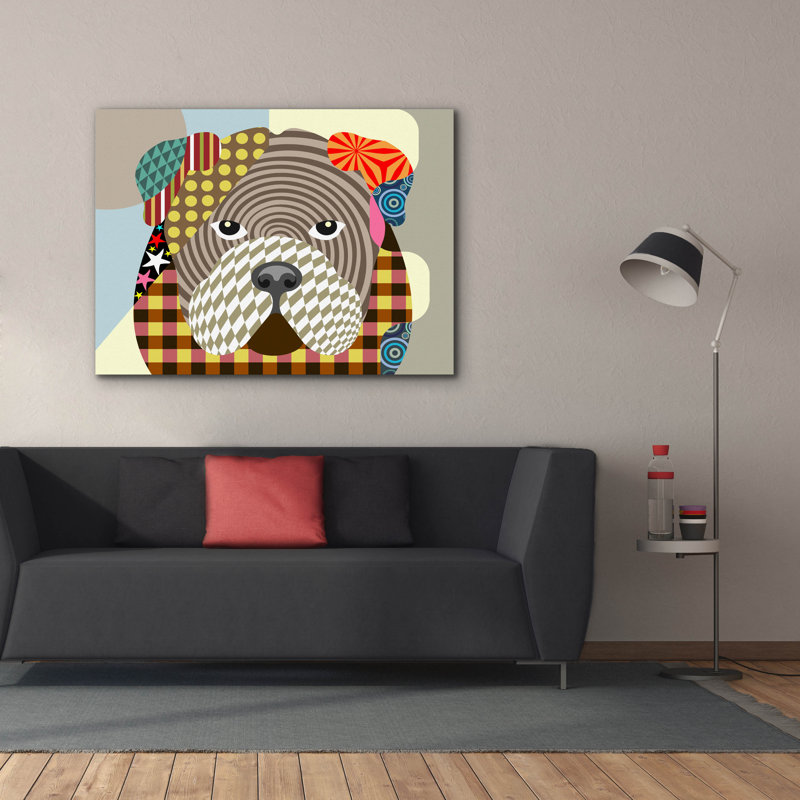 «English Bulldog» par Lanre Adefioyue, H 40 po x l 54 po x P 1,5 po