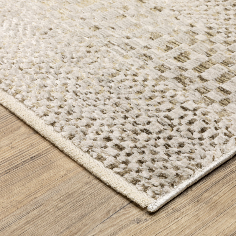 Telisa Modern Transitional Ivory / Gold Area Rug, Rectangle 6'7" x 9'6"