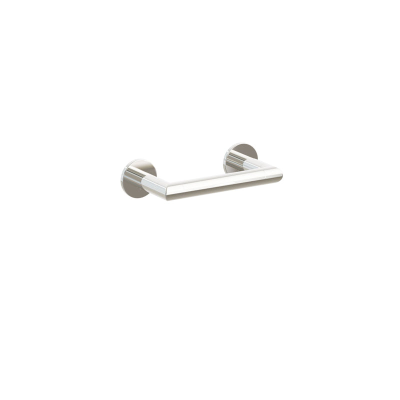 Emtek Modern Tubular Paper Holder - Pivoting Double Post w/ Small Disc Rosette, Polished Nickel