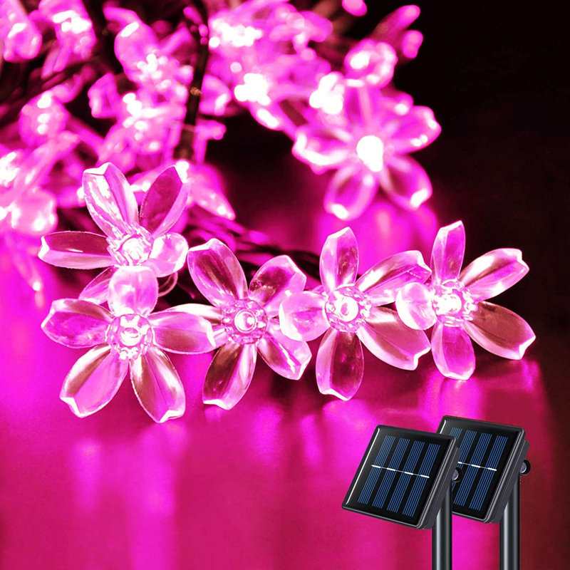 367.2' LED Solar Powered 50 - Bulb String Lights, Pink