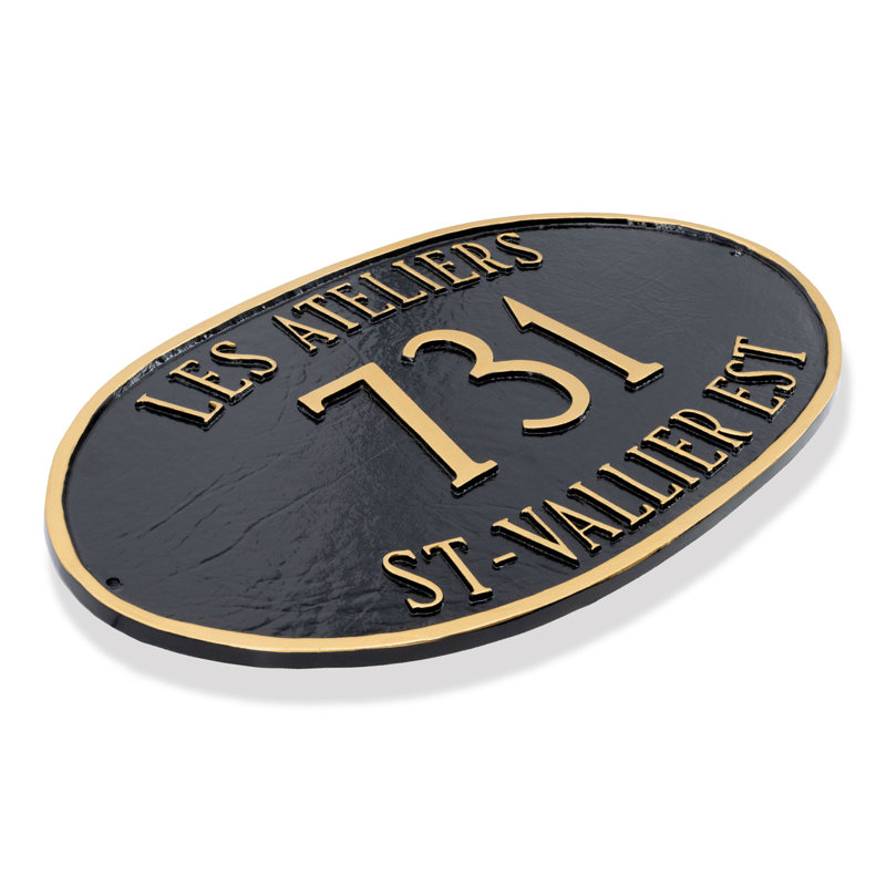 Montgomery 3-Line Wall Address Plaque, White/Black, Yes