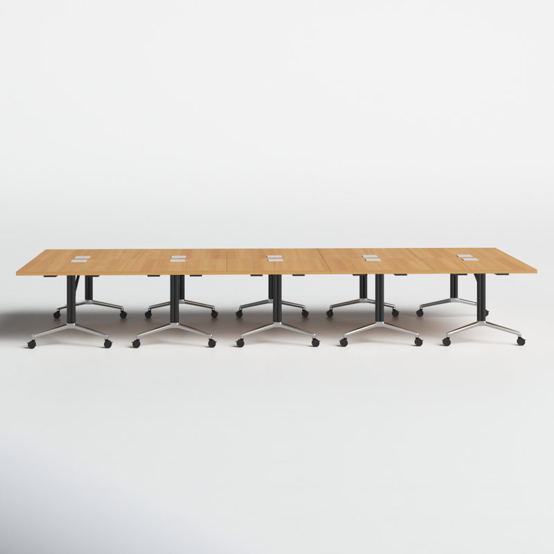 Ensemble complet de tables de réunion Albin pour 22 personnes, 5 pièces, Hêtre