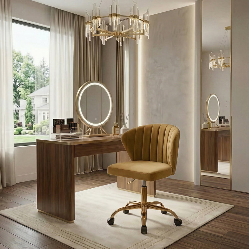 Adelynn Ergonomic Task Chair with Tufted Back, Gloden