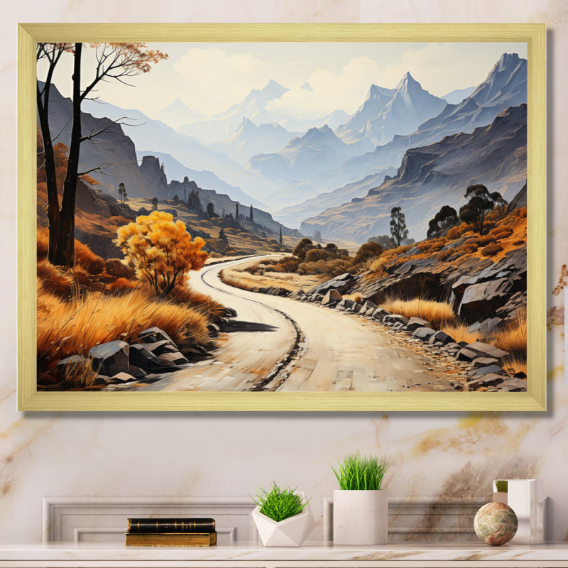 Route sinueuse Thorugh Mountain I, Cadre doré simple, H 24 po x l 32 po x P 1 po