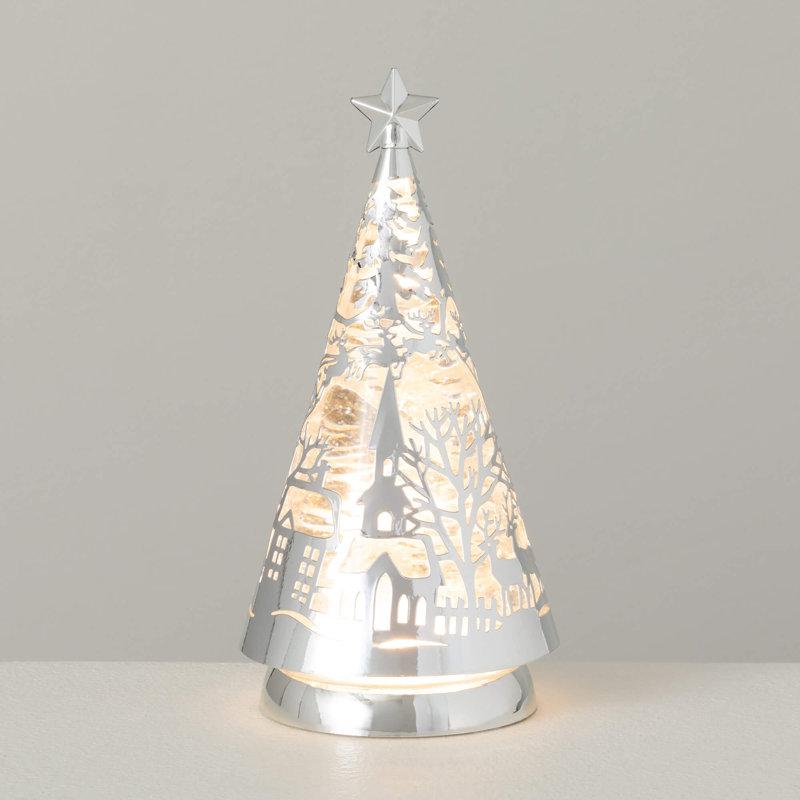 Arbre de Noël 10,25 "à DEL Village Shimmer, argent