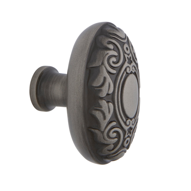 Victorian 1 3/4" Length Oval Knob, Antique Pewter