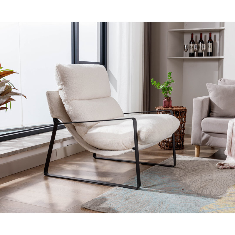 Fauteuil 29,75 pouces Cidem, Fausse fourrure blanche