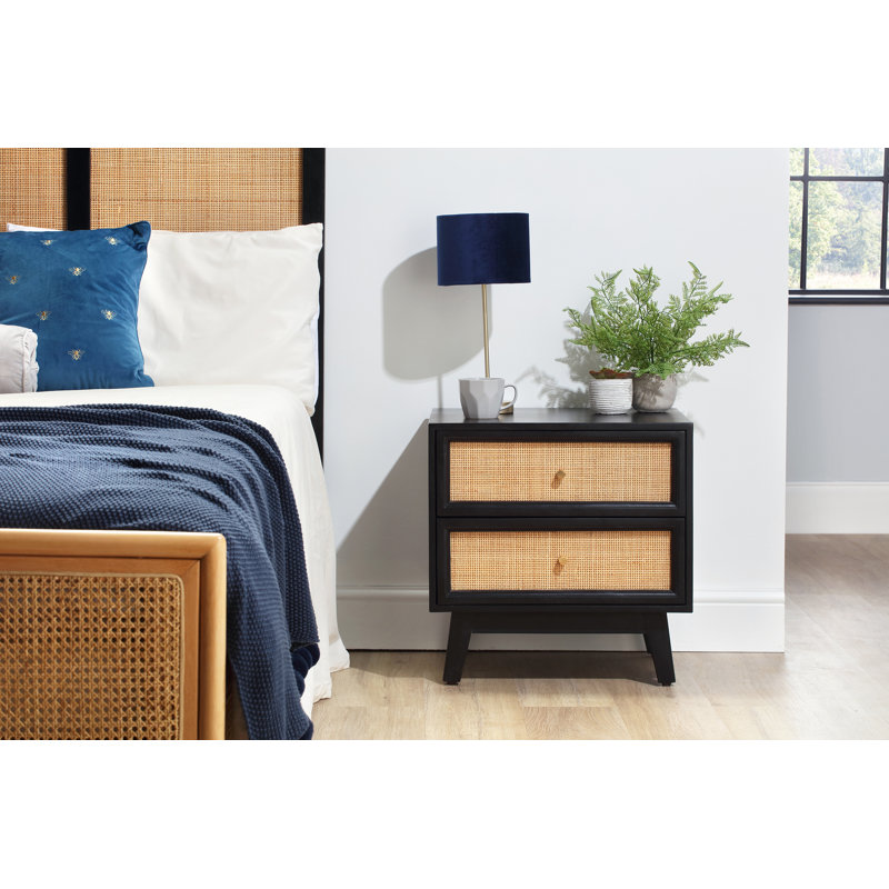Gunyidi 2 Drawer Bedside Table, Black