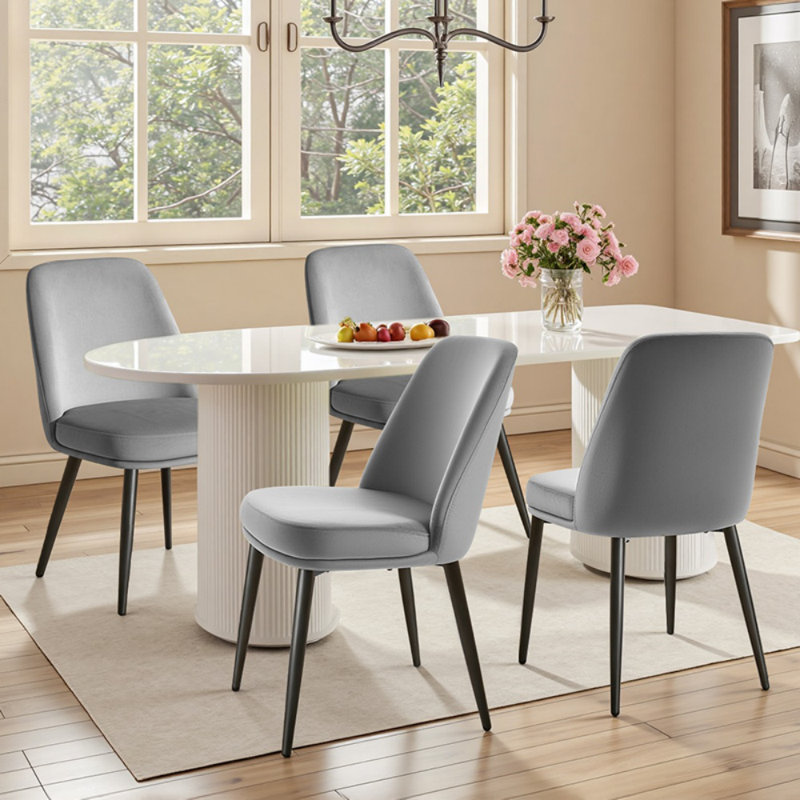 49Cm H Modern Velvet Upholstered Dining Chair for Kitchen/Dining Room, Gray