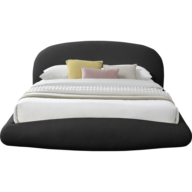 Lit en tissu Genesis, Très grand, Tissu en teddy imitation Shearling noir