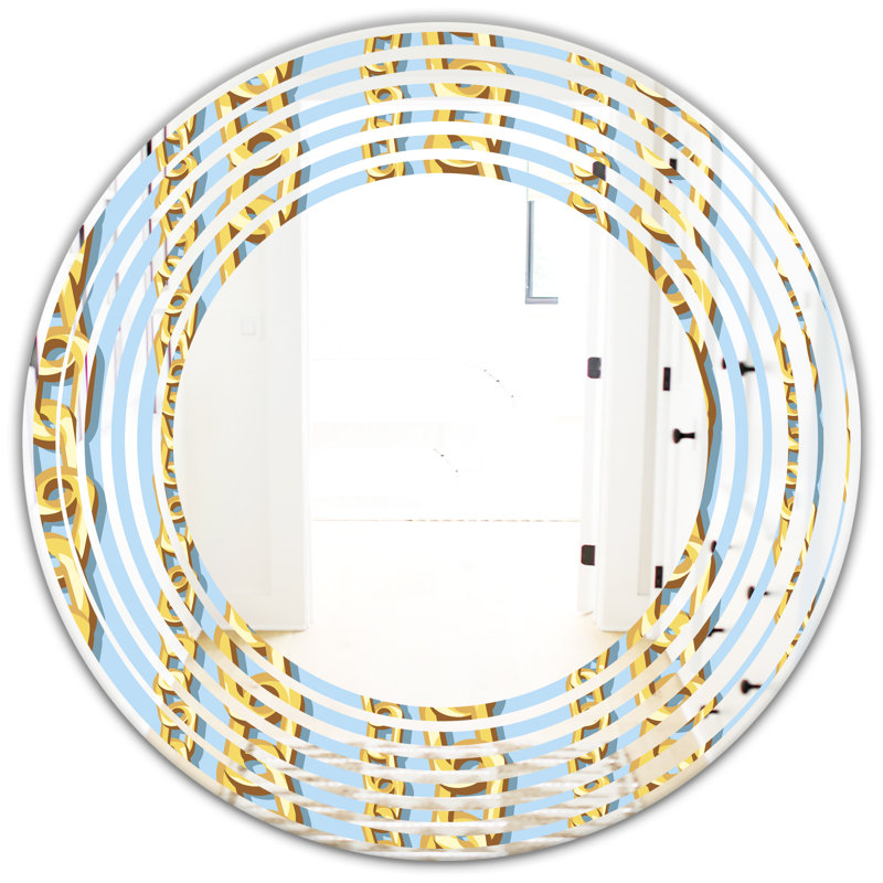 Miroir mural moderne et contemporain à motif de chaîne ondulée, 23,6 po x 23,6 po
