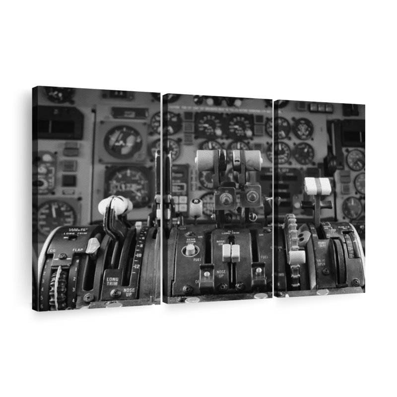 «Retro Cockpit Air plane» sur toile, H 24 po x l 38 po