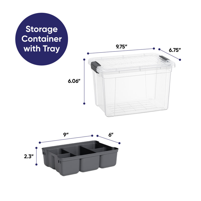  2.4 Qt. Clear Mini Storage Bin with Lid, Plastic Organizing Storage Box for Home, 18 Pack, 2.4 Qt.
