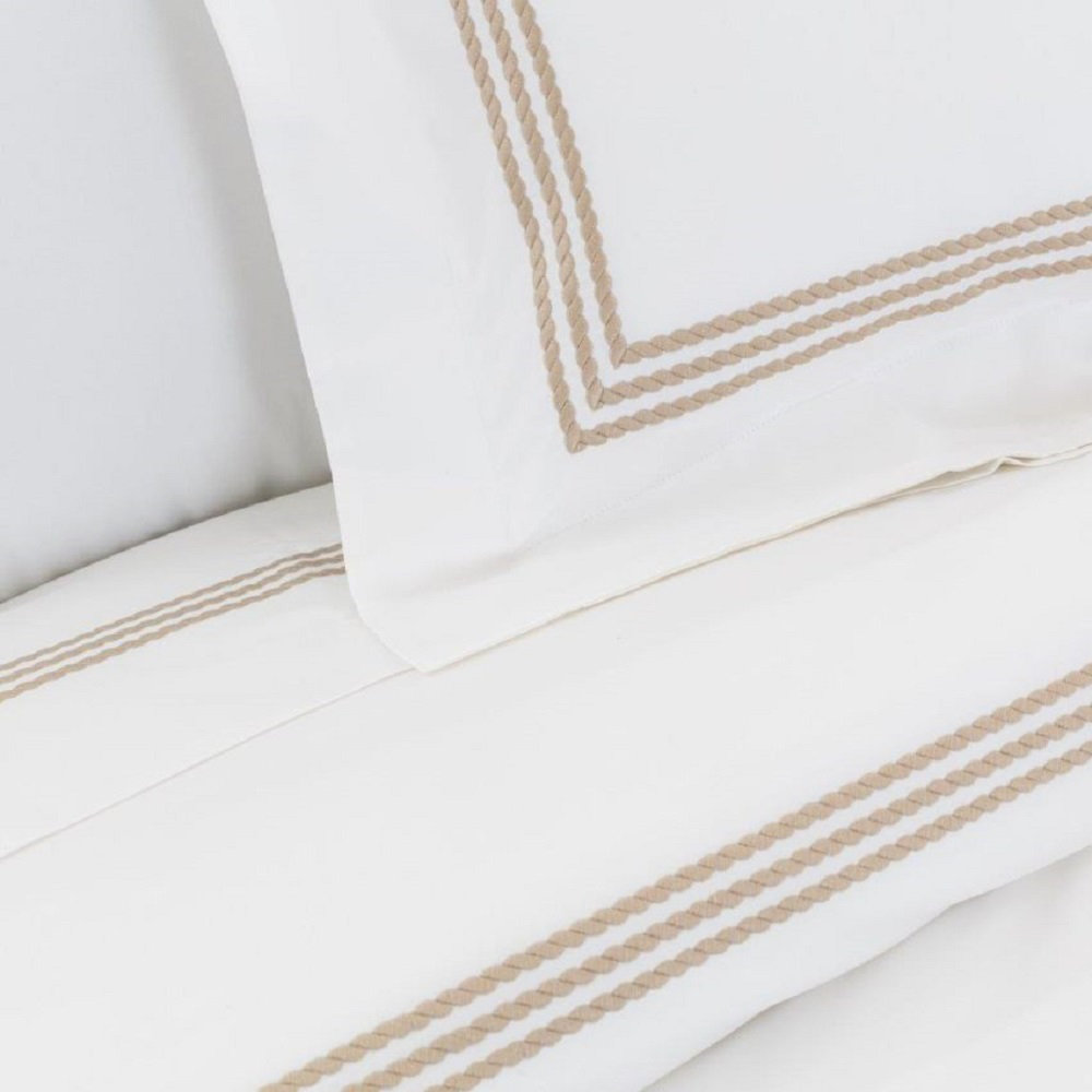 Janay Cotton Pillow Sham, King, Taupe / White