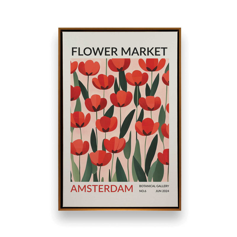 Amsterdam Flower Market I, H 12,75 po x l 8,75 po, Cadre flottant or poli