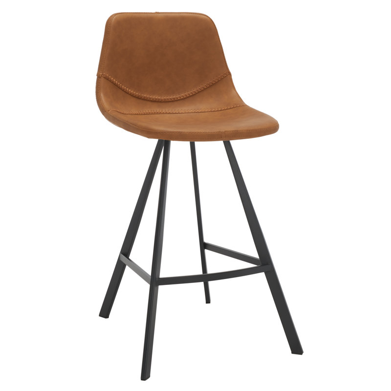 Diannie Upholstered Counter Stool with Metal Frame, Cognac