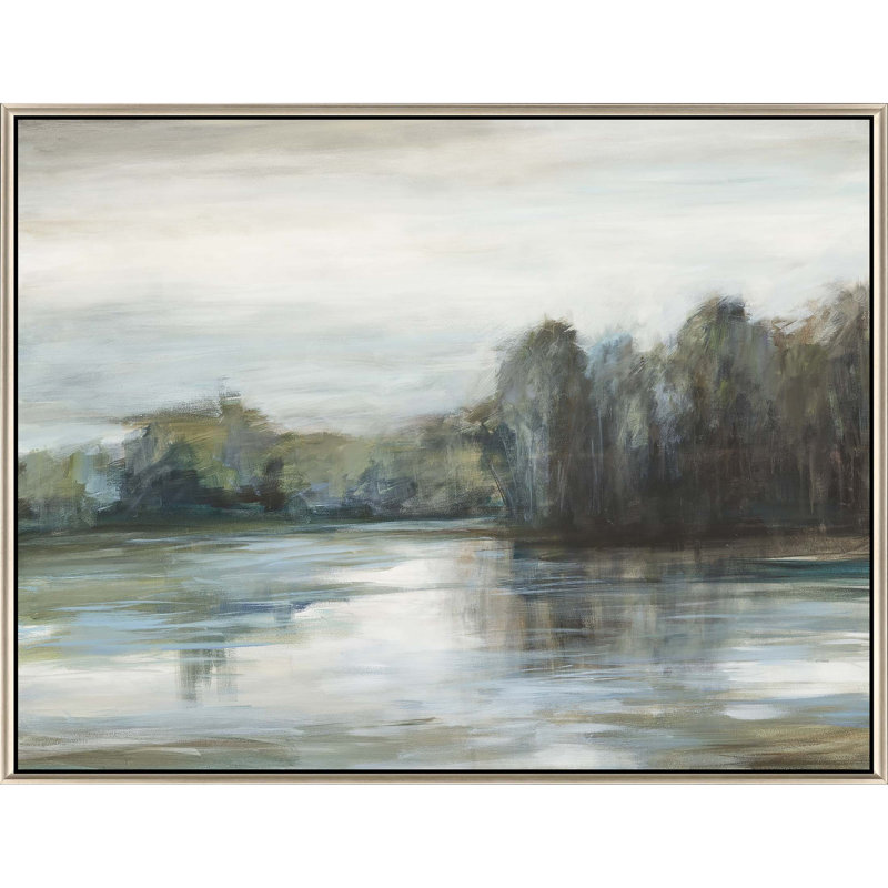 Sérénité - enveloppe de galerie, Toile avec cadre argenté, H 42 po x l 56 po x P 3 po