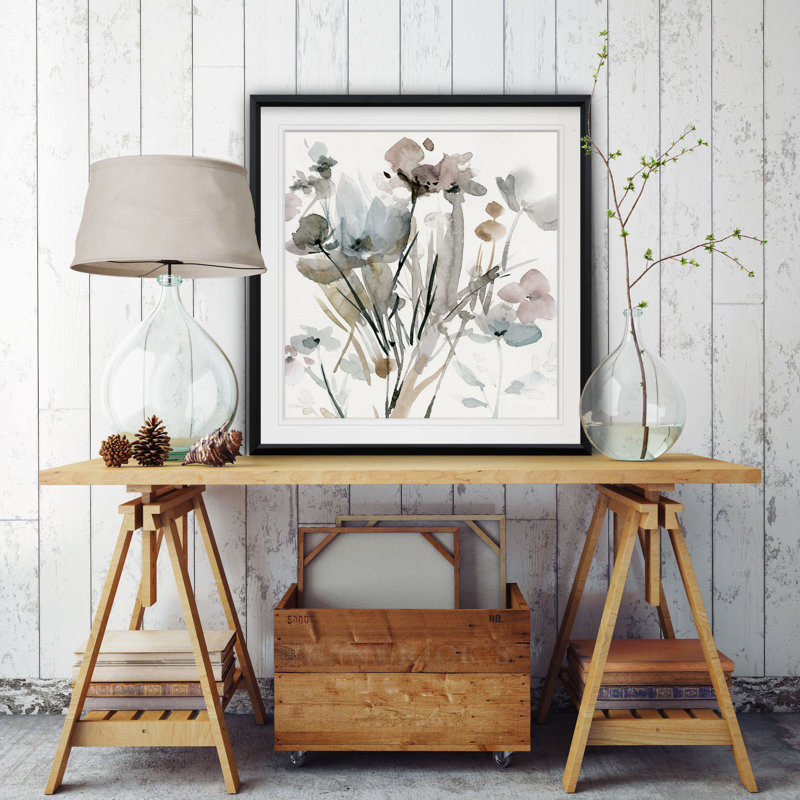 Fleurs dures I - reproduction de cadre photo, H 27 po x l 27 po x P 1,5 po, Cadre noir