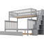 Lit superposé simple au-dessus d'un lit double avec lit gigogne et escalier gris - Design de qualité, solution peu encombrante et ajout pratique-100609333-100609328