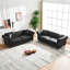 83 places en tissu High-Tech de 83 po pour le salon, le bureau, un appartement avec des coussins mi-moelleux, une structure en pin et des pieds massifs, noir, tissu Mid-Century moderne, noir, tissu, rembourrage en mousse à densité, espace principal-43100820