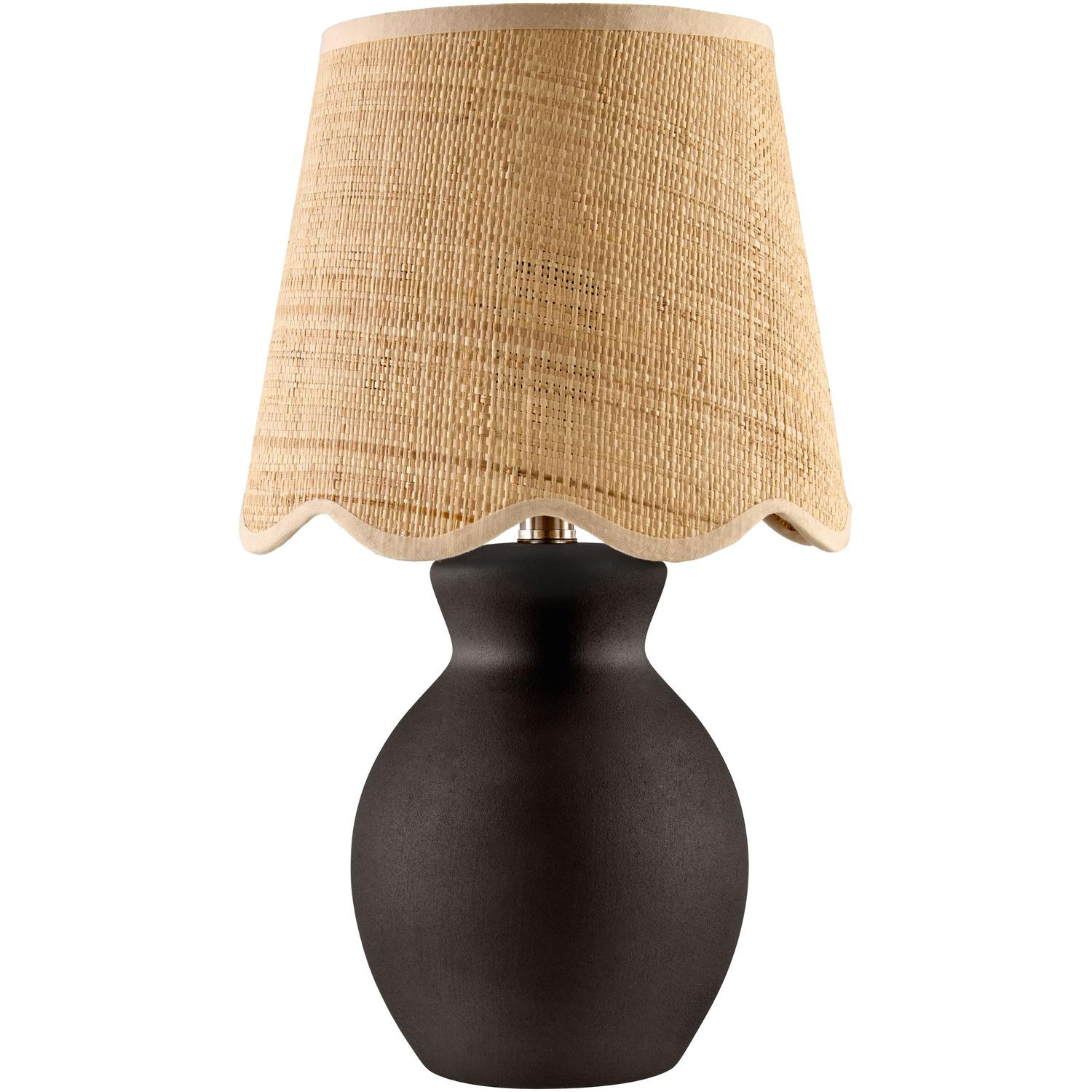 Momsen Scallop Ceramic Table Lamp, 15"H x 8"W x 8"D, Natural, Black