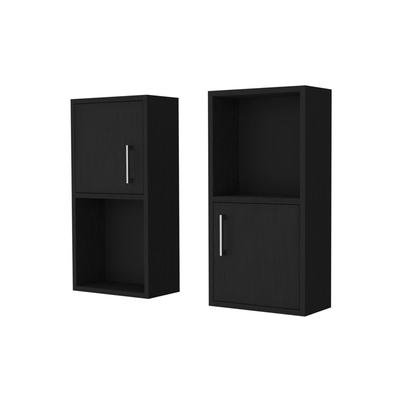 2 armoires à pharmacie avec tablette ouverte, Noir, noir, noir, noir