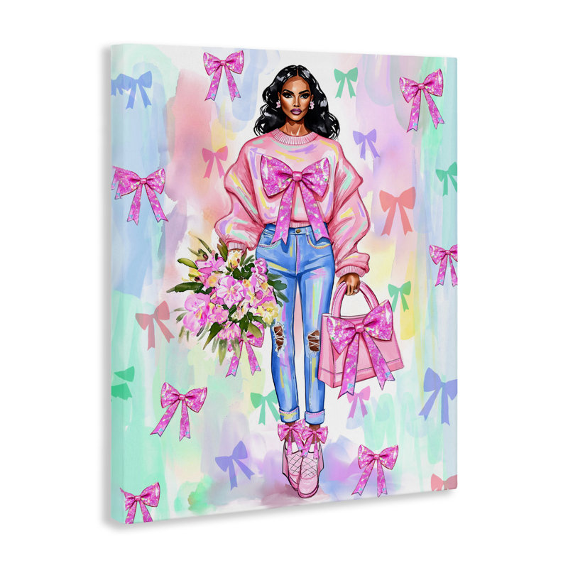 Feminine Ribbon Fashion Illustration, conception par Jess Stempel, H 20 po x l 16 po