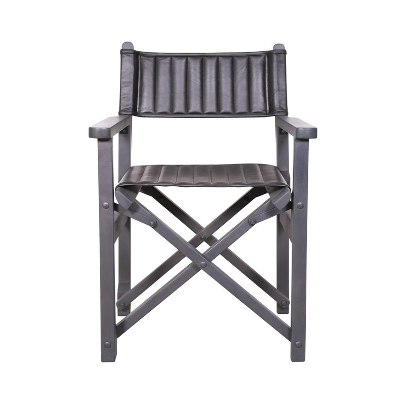 Gibrian 55.88Cm Wide Genuine Leather Armchair, Black Genuine Leather, Black